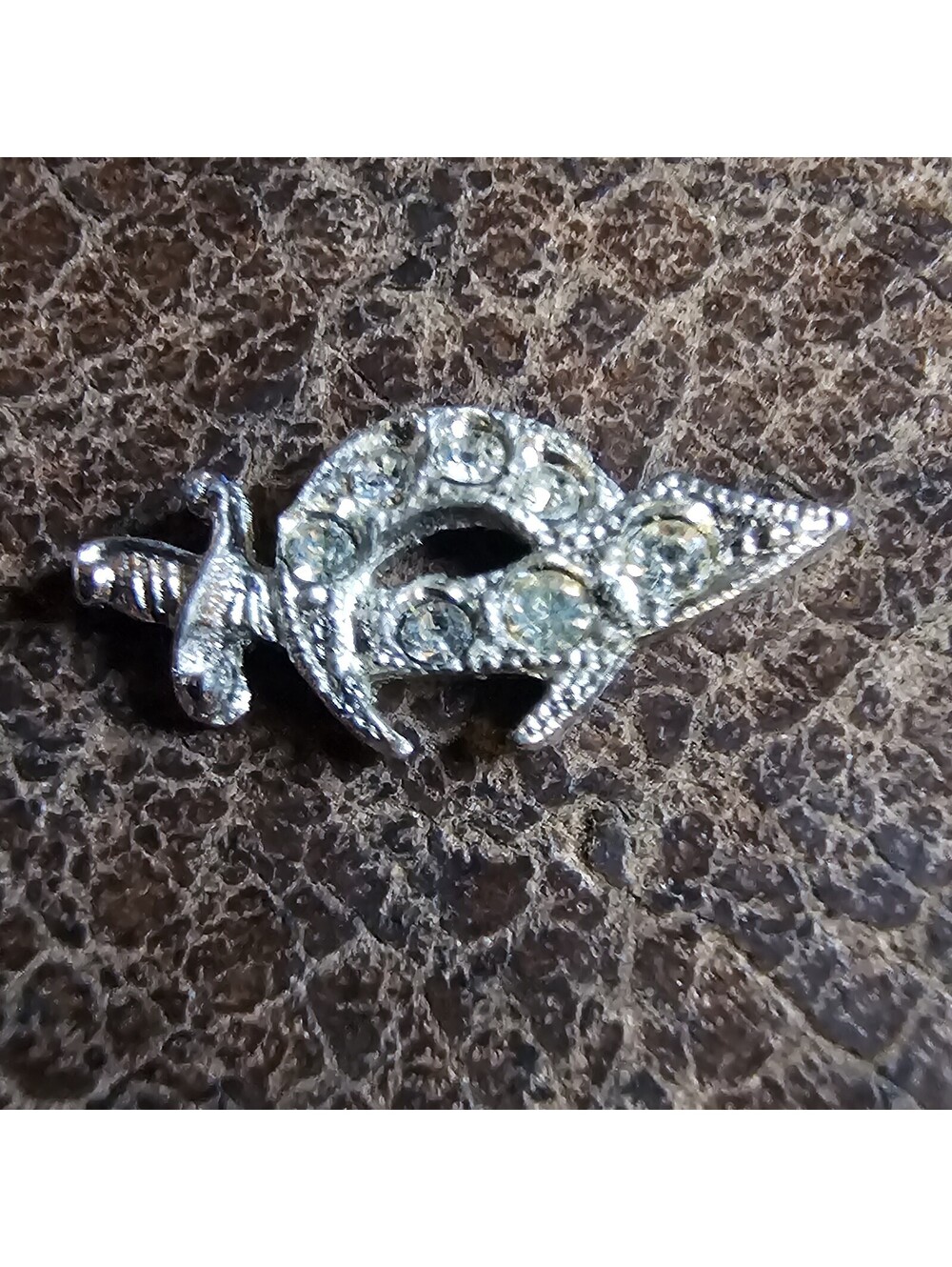Mason/Masonic Pin-Rhinestones Shriner Scimitar Lapel Pin, Vintage Missing Pin